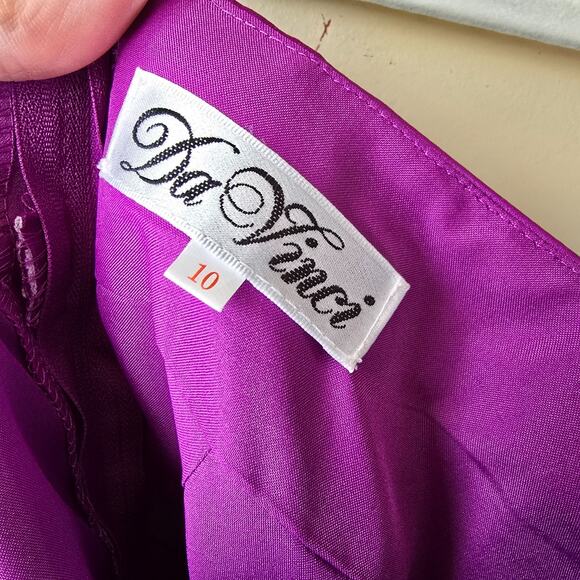 Purple Satin Mini Homecoming Dress Sleeveless Party Cocktail Size 10 M NWT - Picture 11 of 12